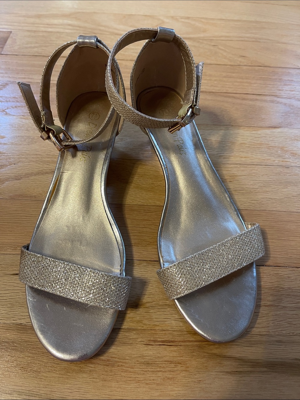 Dream Pairs Gold Glitter Ankle-Strap Sandals